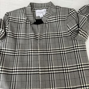 Carolina Belle Montreal Trenchcoat Black White Plaid Size S EUC Open Front